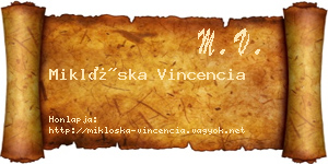 Miklóska Vincencia névjegykártya